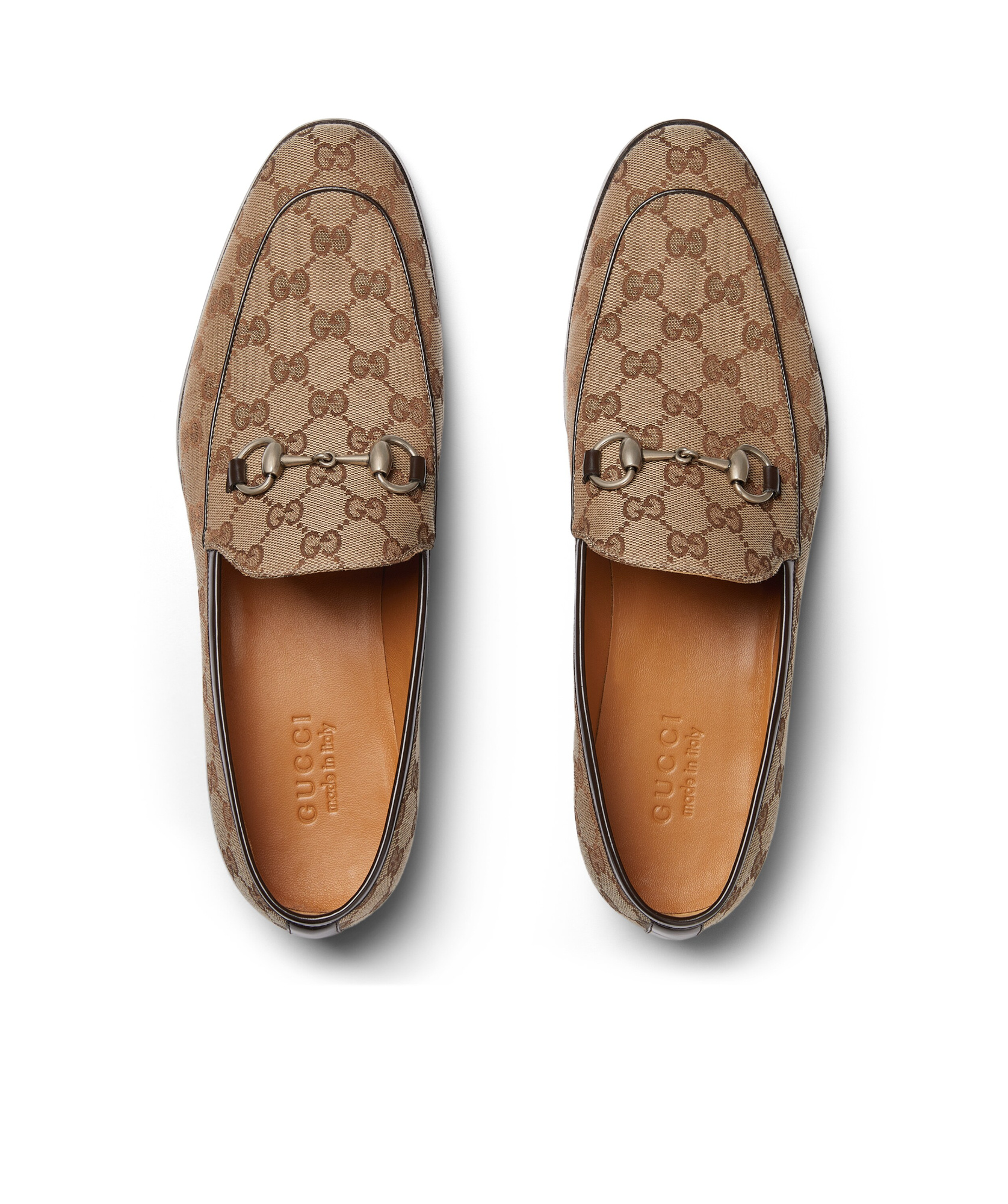 Gucci Monogram-print Leather Loafers In Brown