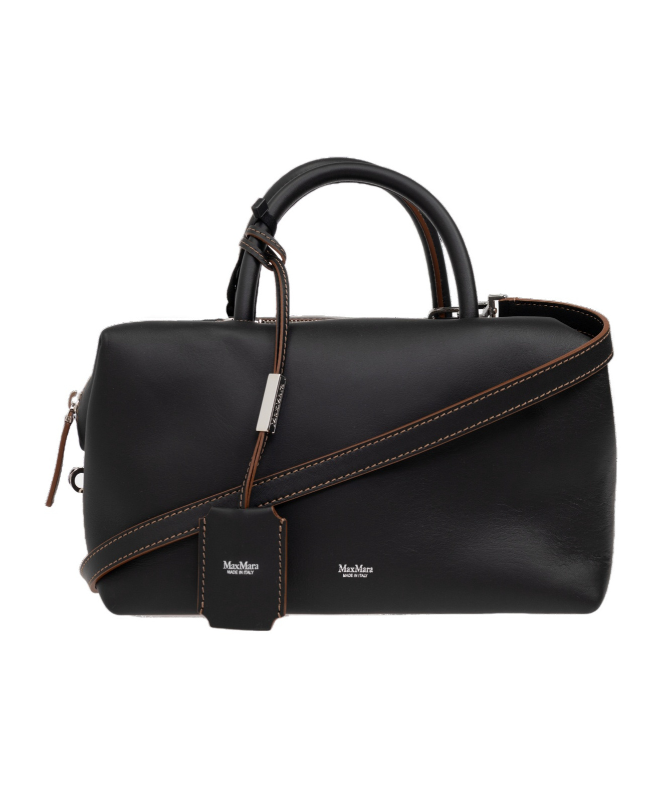 Max Mara Small Shiny Leather Satchel Bag In Black