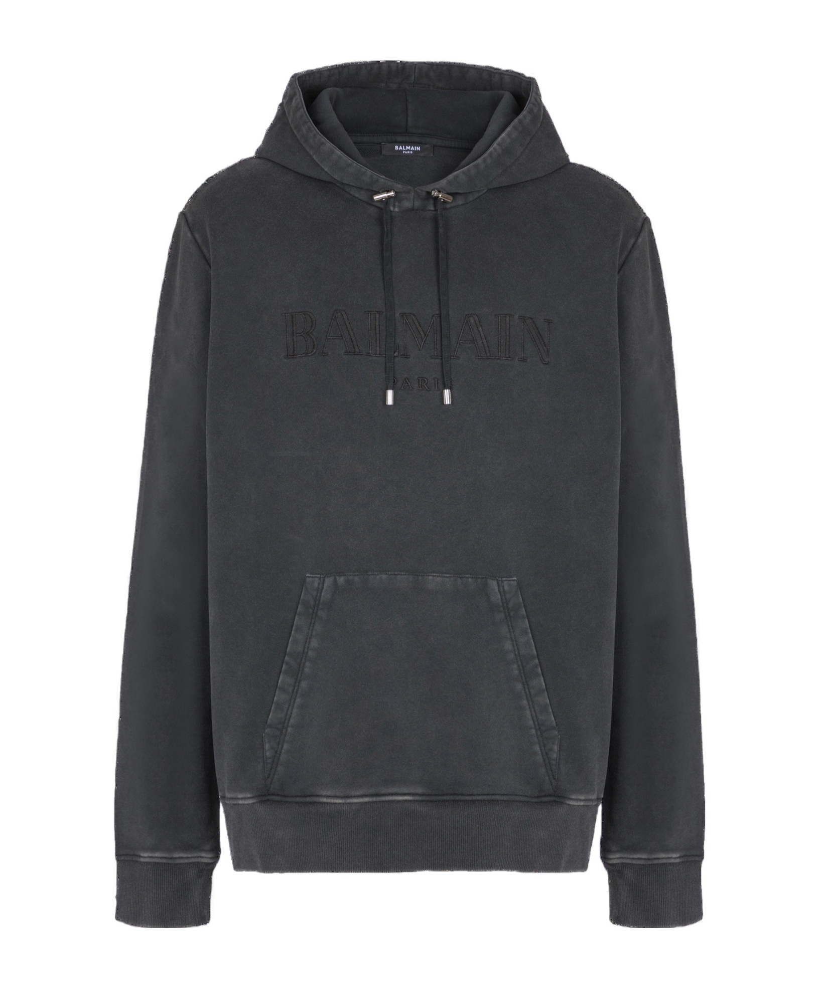 Balmain Logo-embroidered Cotton-jersey Hoodie In Black