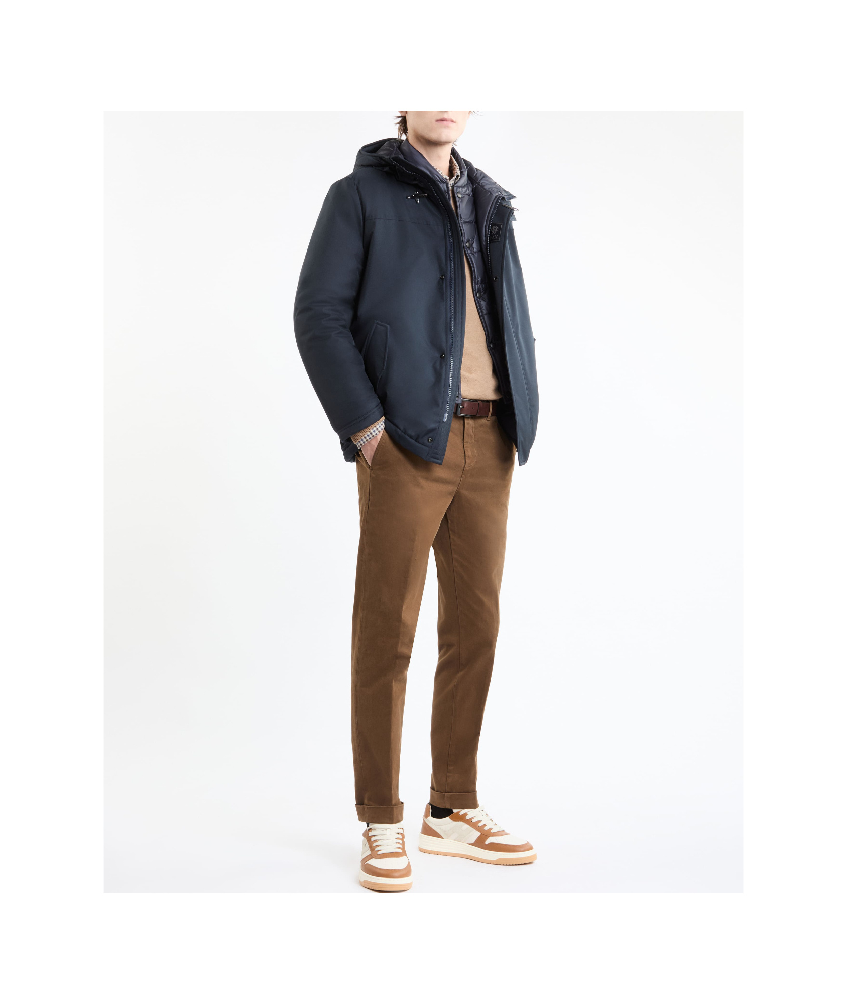 Fay Navy Blue Double Front Caban Jacket In Black