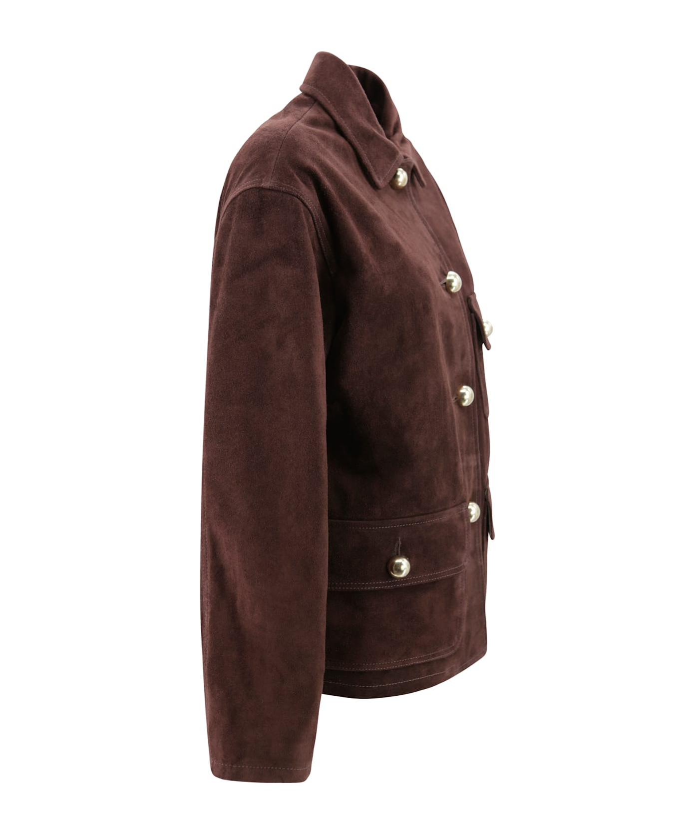 Arma Gold-button Flap-pocket Jacket In Brown