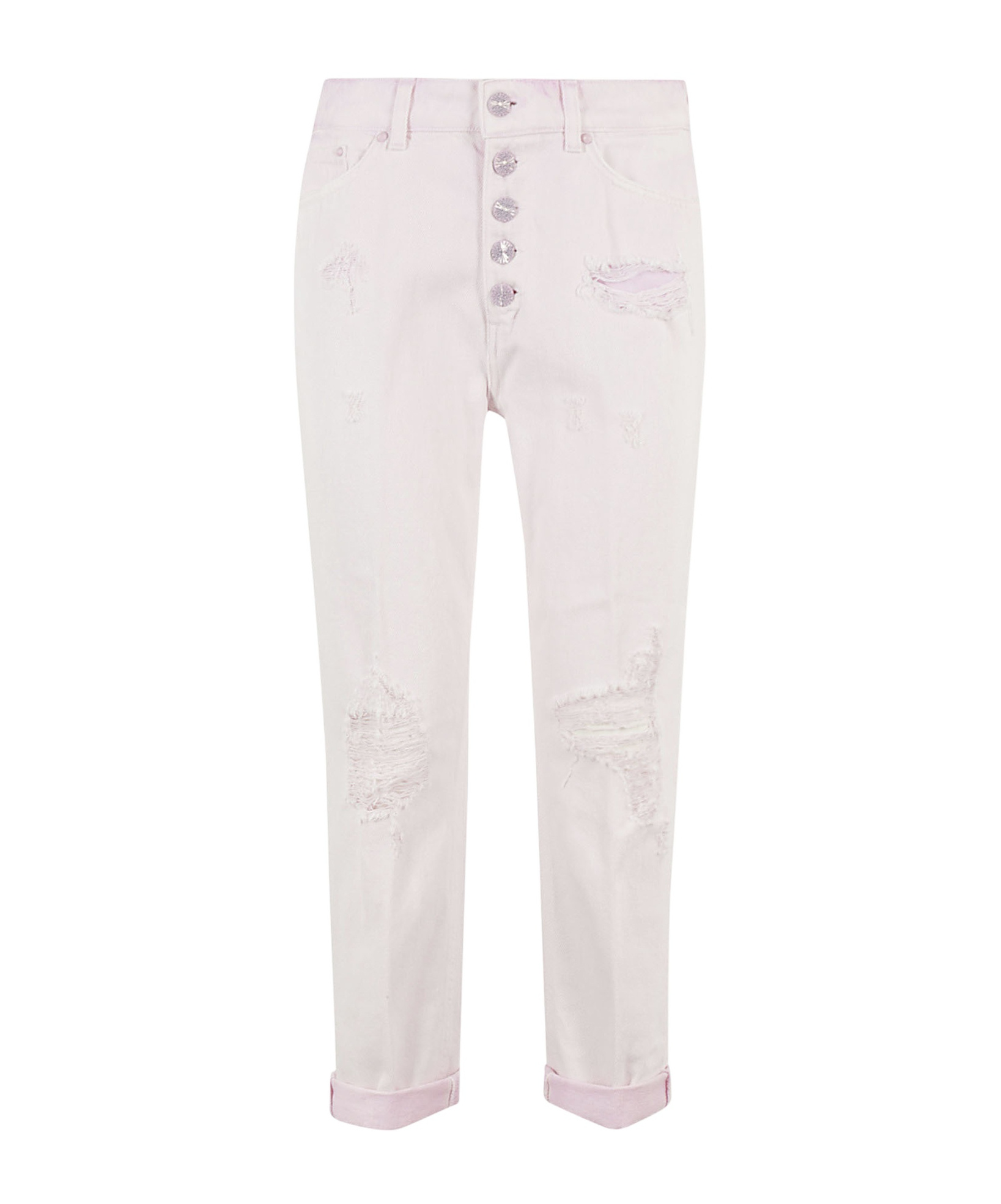 Dondup Distressed Buttoned-fly Cropped Trousers In Neutral