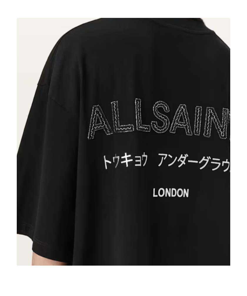 Allsaints Underground Amelie Oversized T-shirt In Black