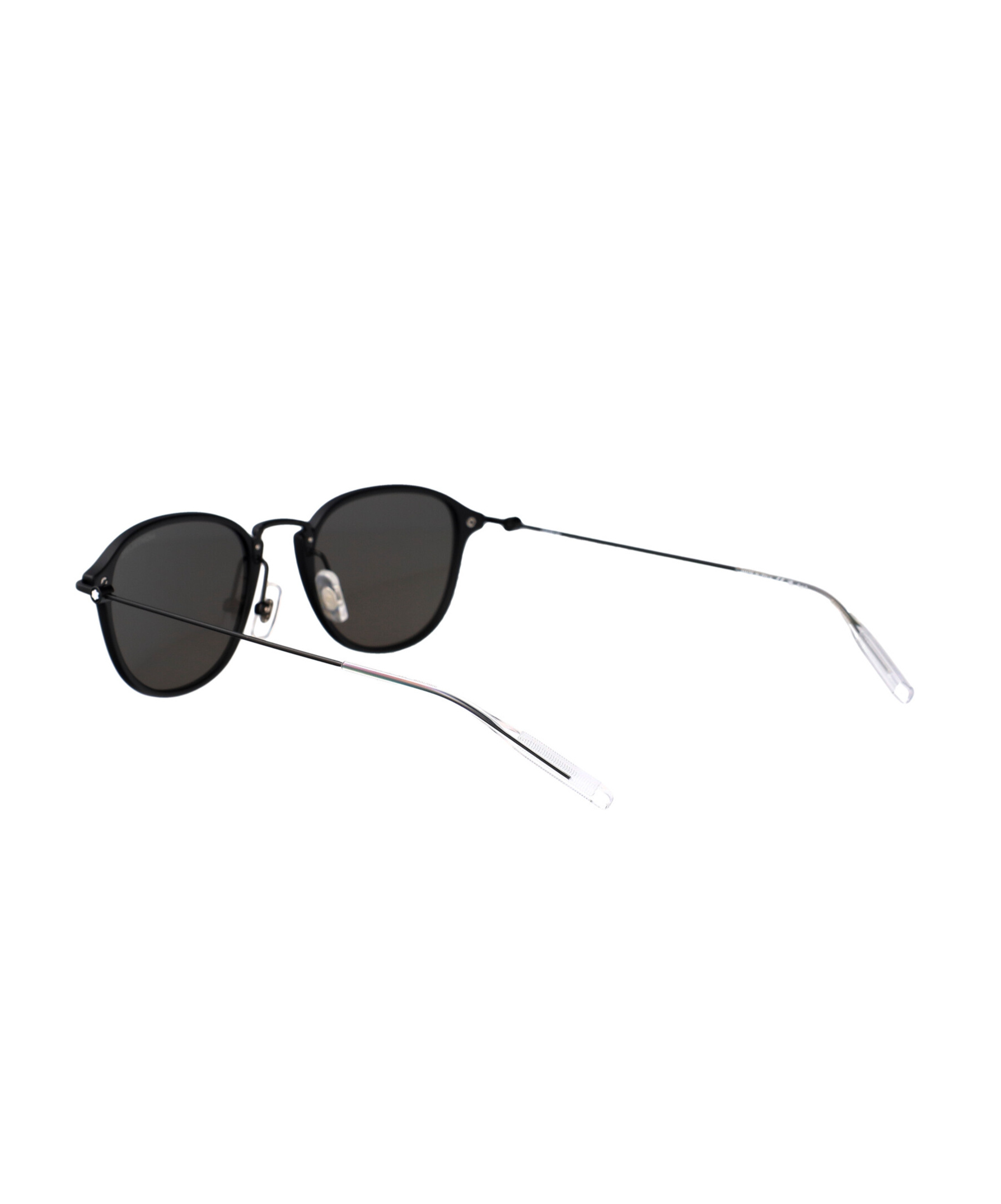 Montblanc Black-ruthenium-grey Metal Sunglasses In Black