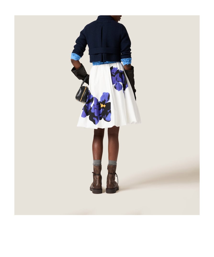 MIU MIU POPLIN AND JERSEY PRINTED SKIRT