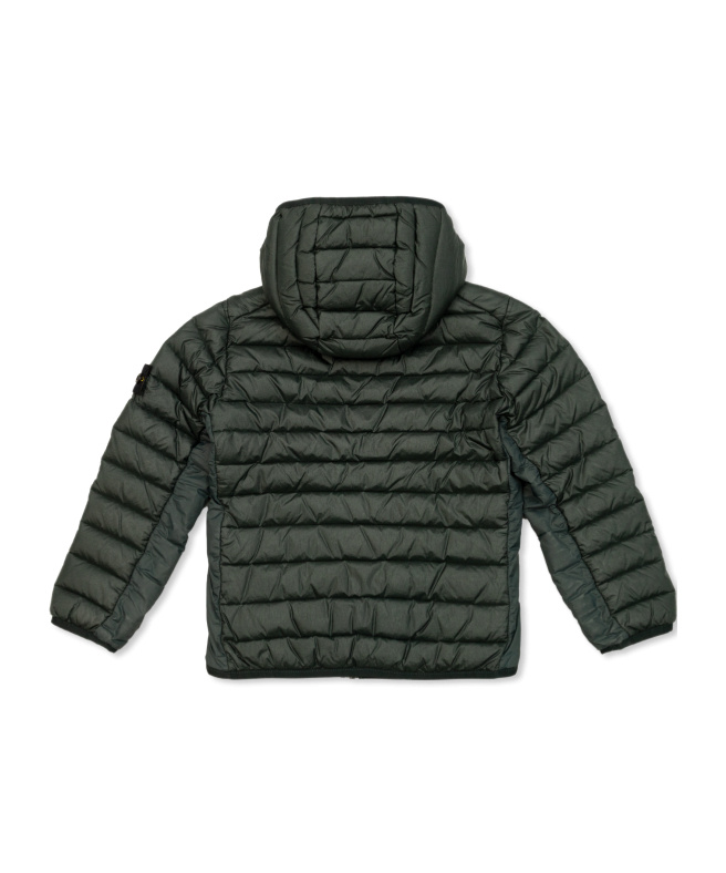 Stone Island Logo-patch Hooded Quilted Jacket In Green