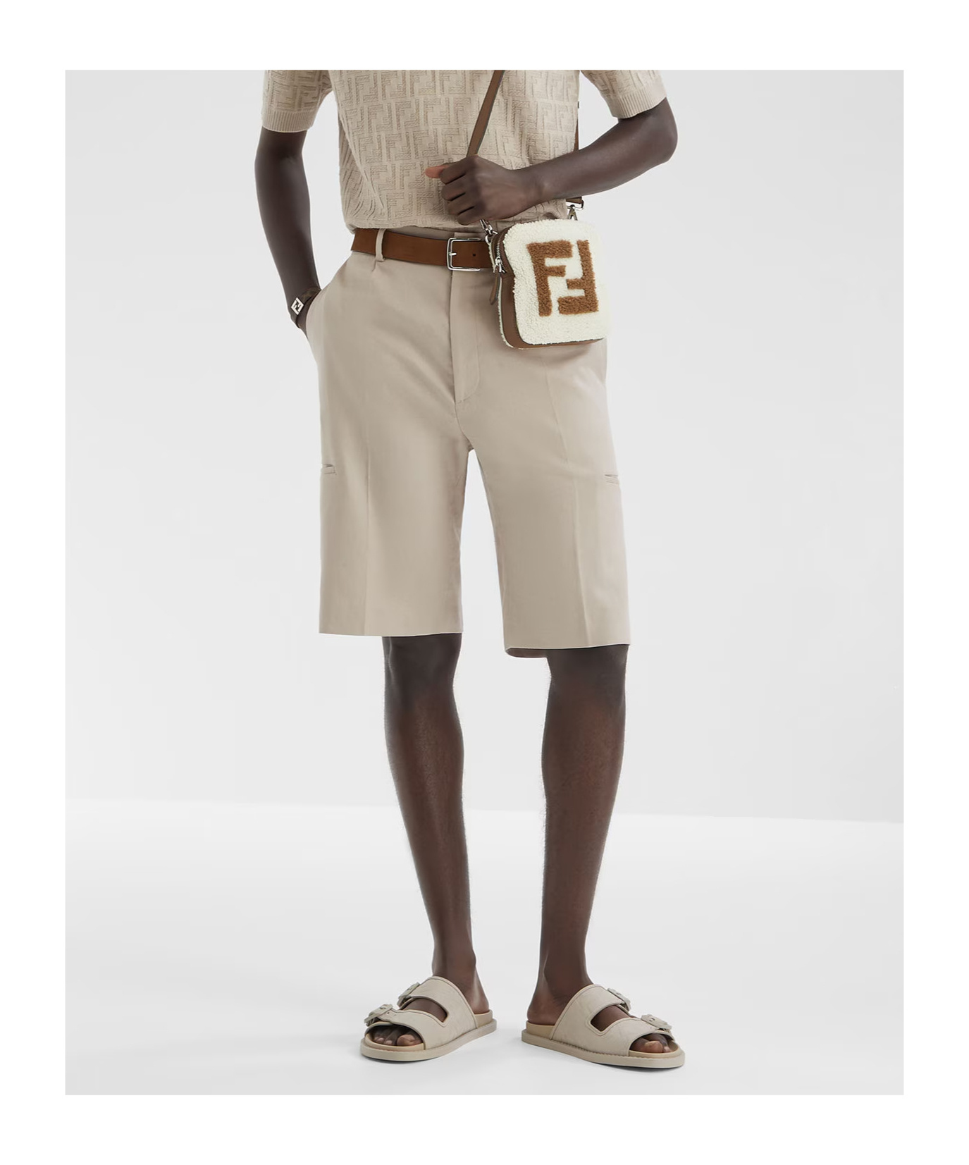 Fendi Bermuda Linen Short Front Pleats