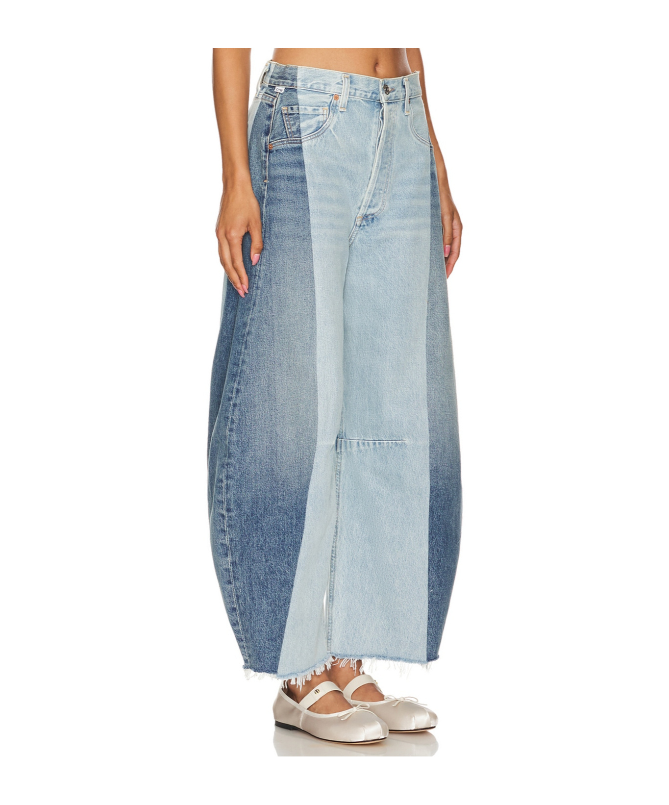 Citizens Of Humanity Horseshoe Paneled Rigid High-rise Wide-leg Jeans In Gray