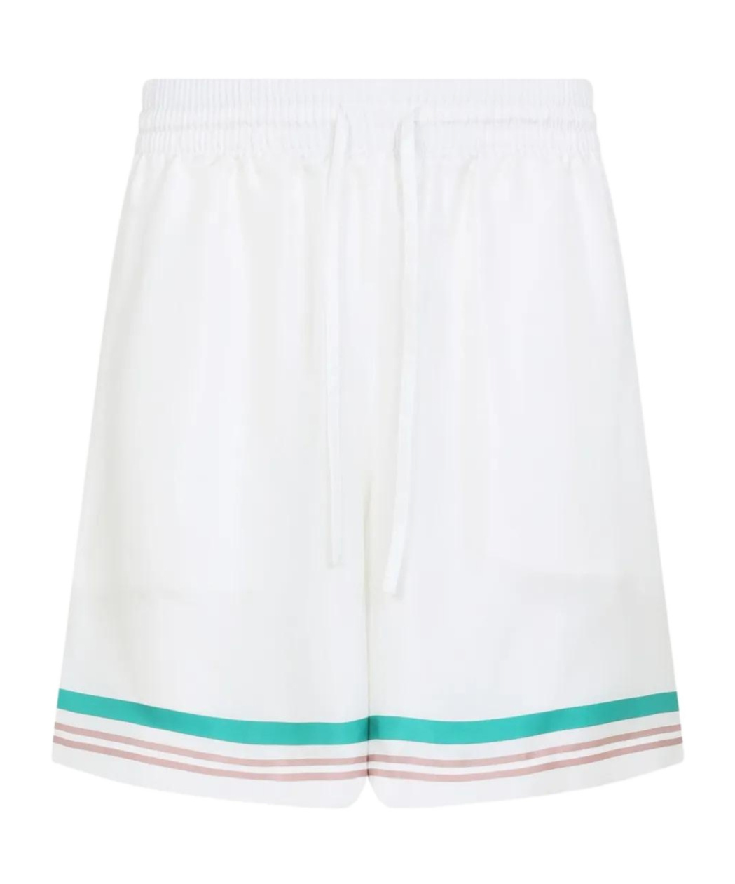Casablanca Silk Twill Drawstring Shorts With Graphic Print In White