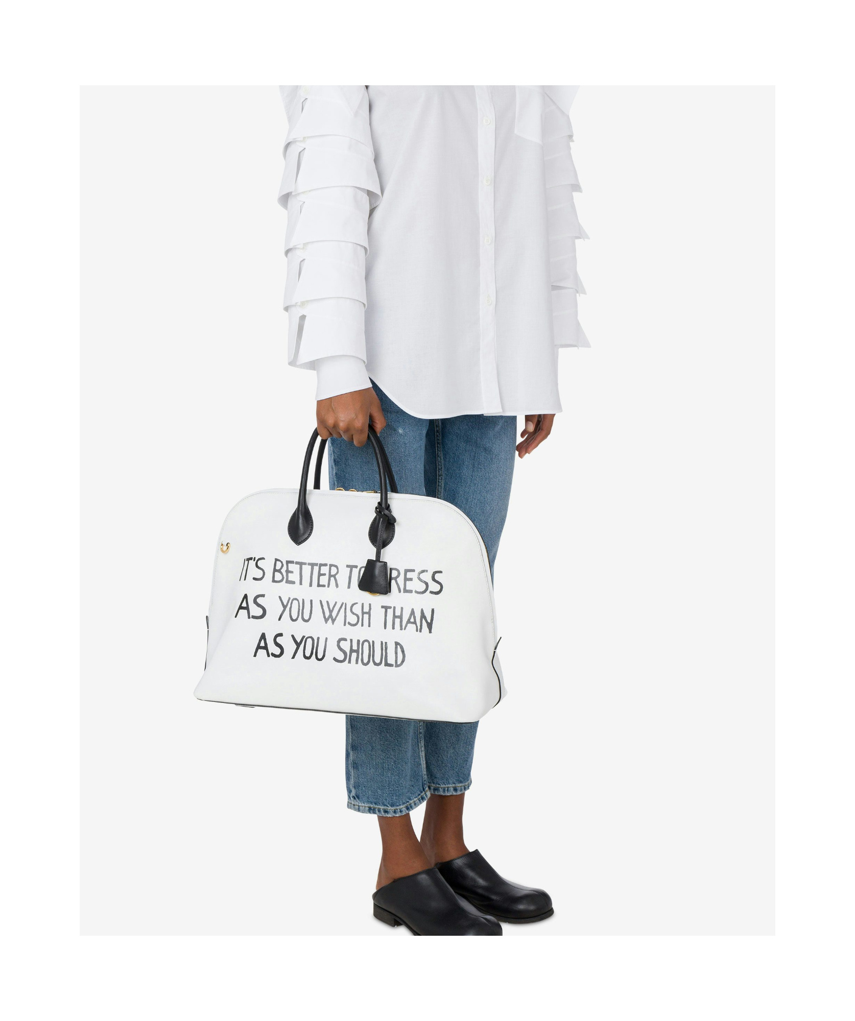 Moschino Double Handle Tote Bag In White