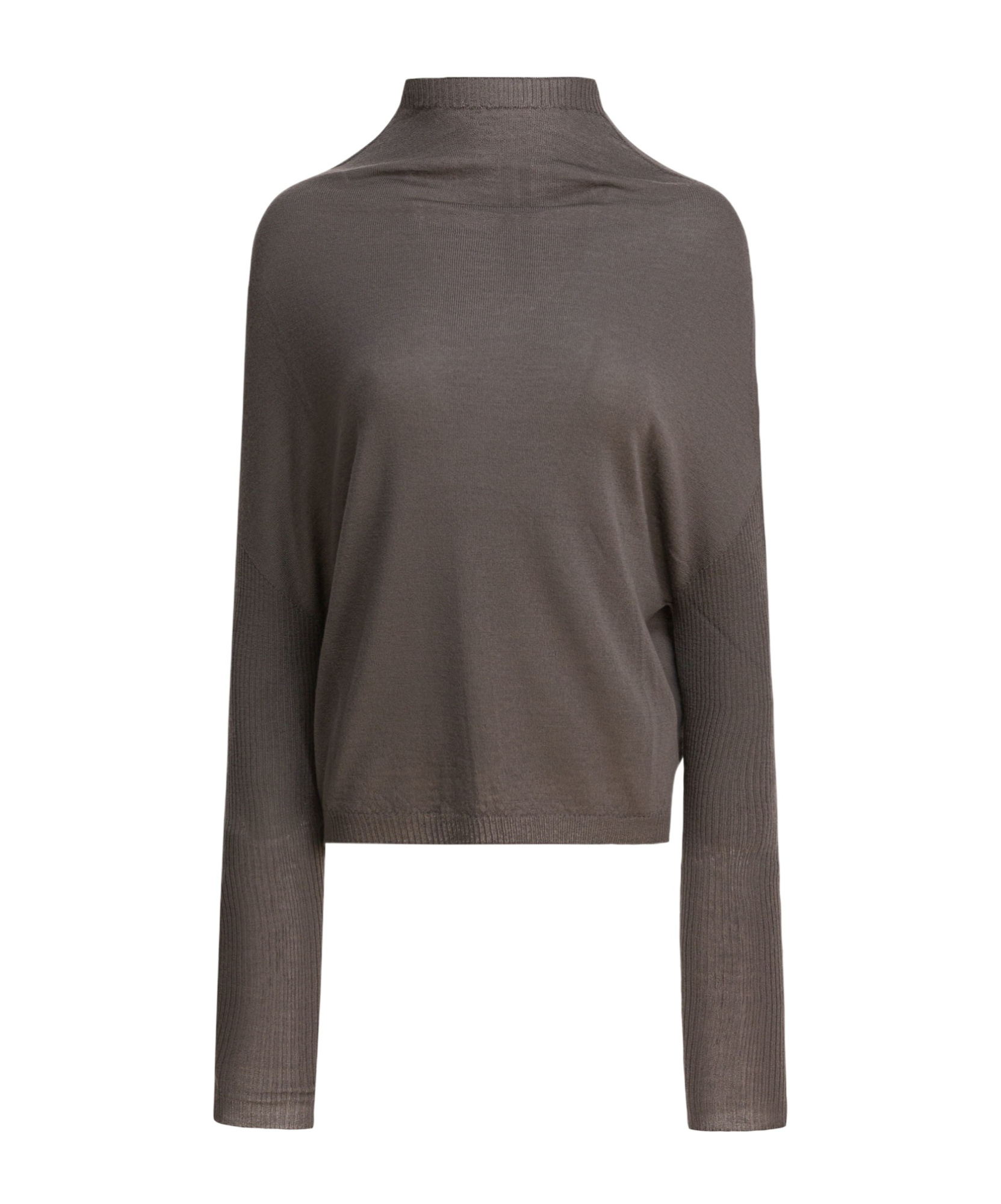 Rick Owens Ribbed High-neck Sweater In Brown