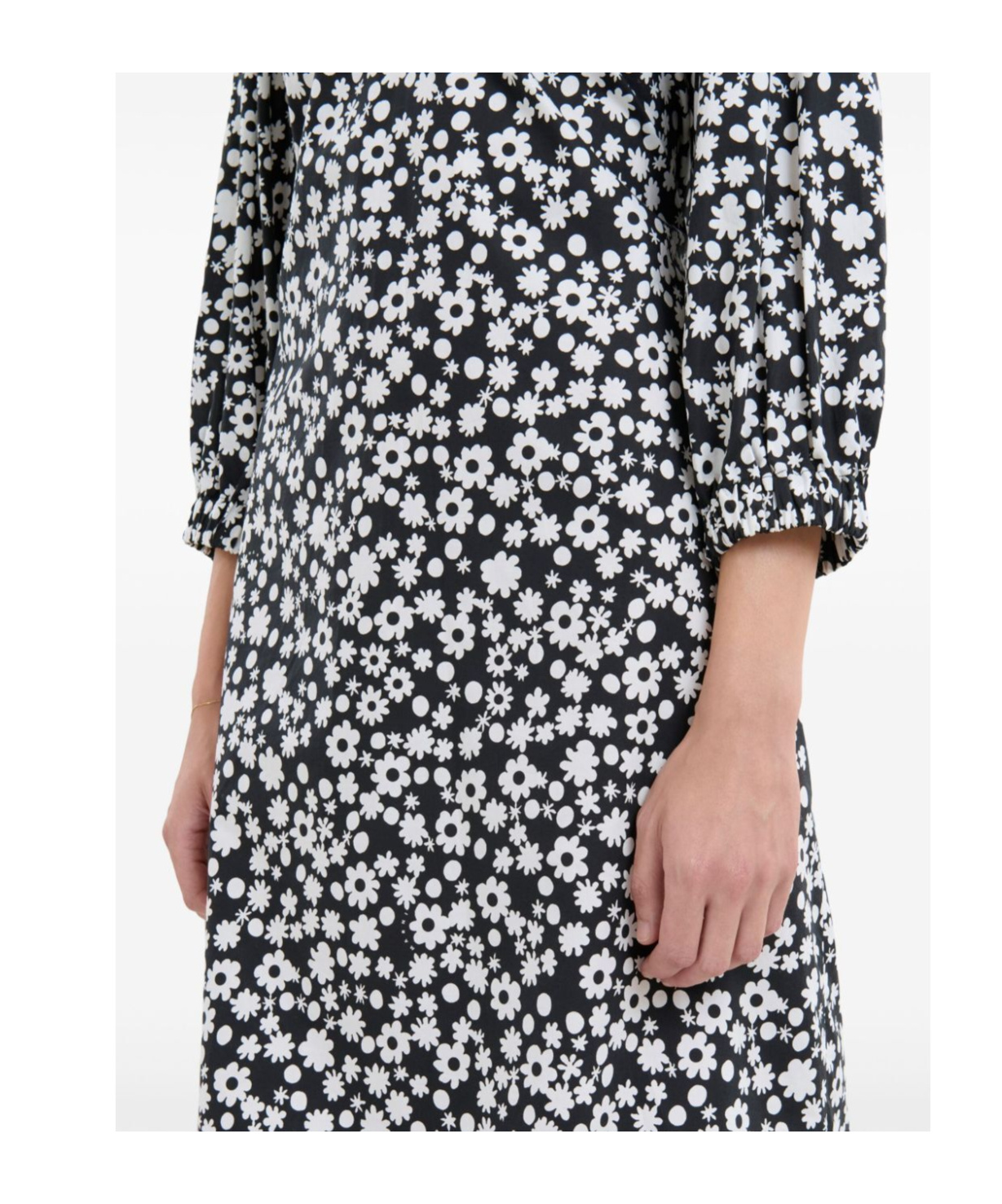 Marni Floral-print Midi Dress In Black