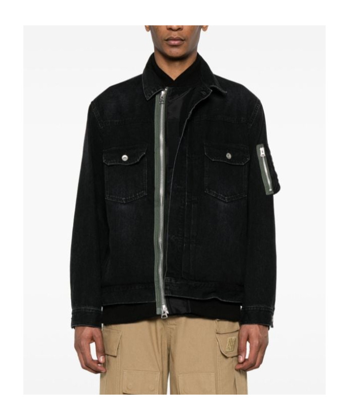 Sacai Contrast-panel Jacket In Black