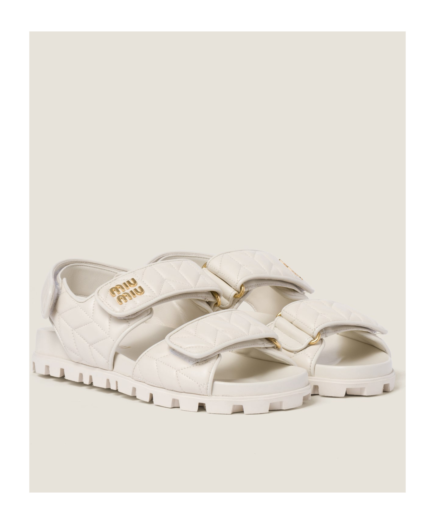 サンダル・ミュール MIU MIU Matelasse nappa sandals 0400022953538_DARKBROWN?wid=