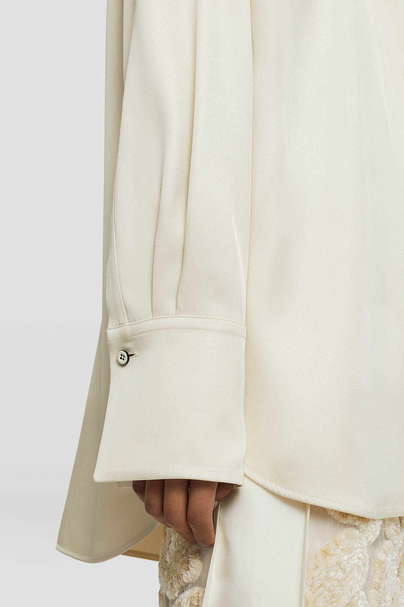 Jil Sander Pointed-collar Satin Shirt In White