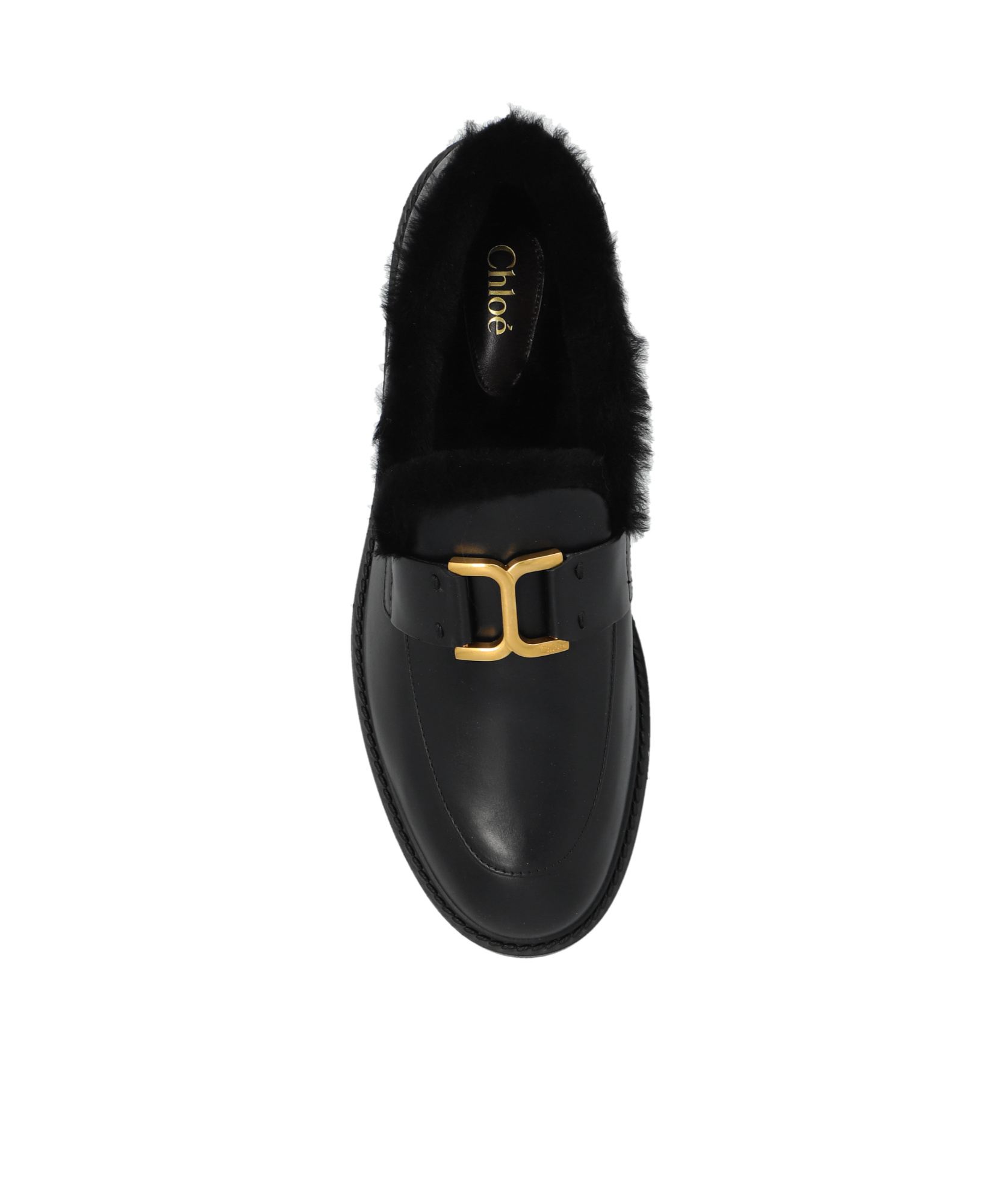 Chloé Chloe Marcie Shearling-lined Leather Loafers In Black