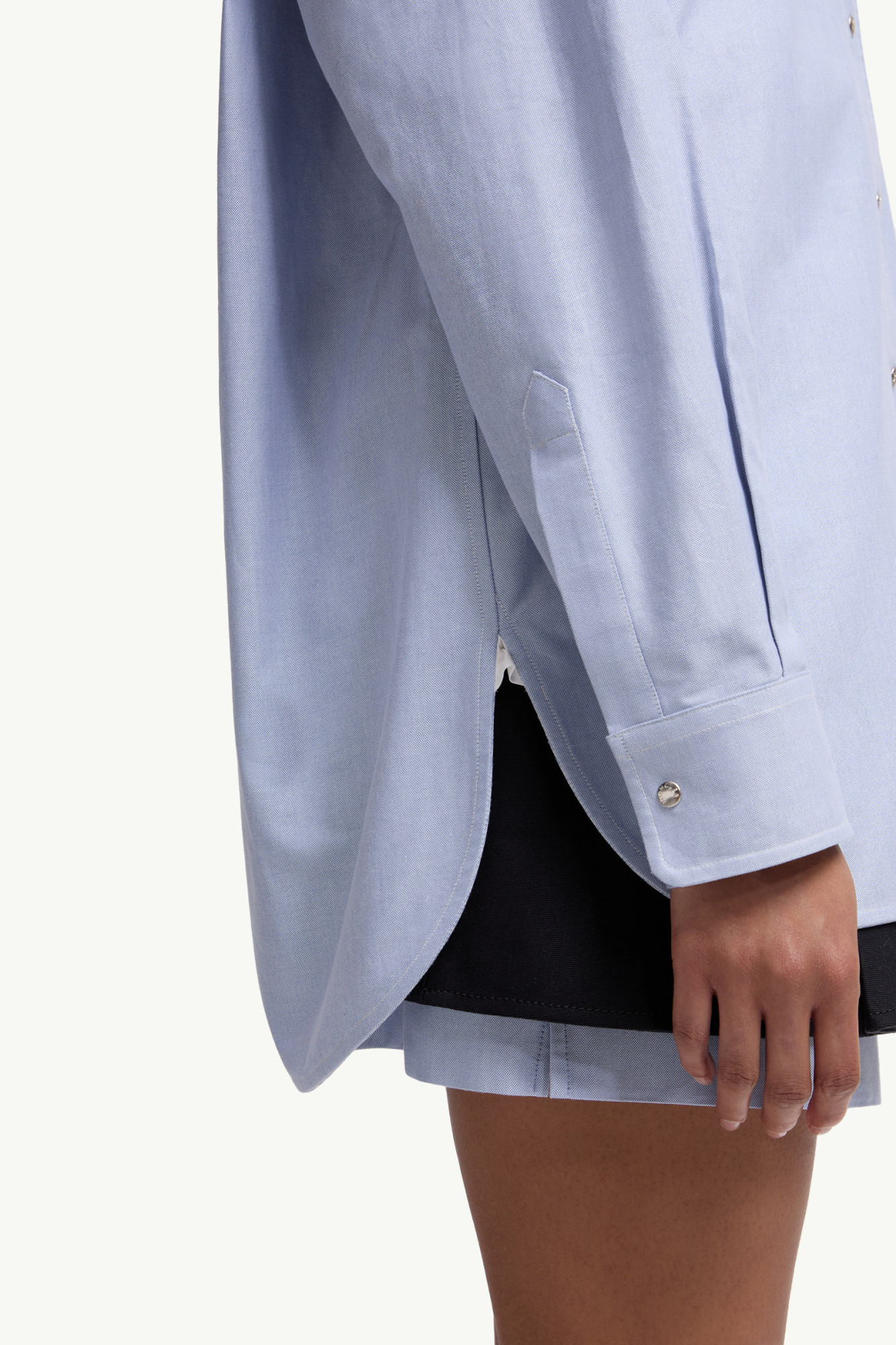 Moncler Oxford Cotton Long Sleeve Shirt In Blue