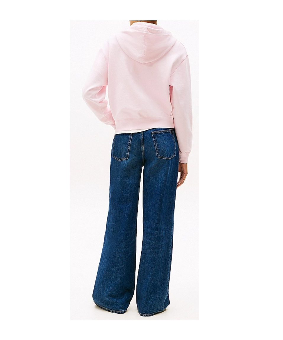 Shop Tommy Hilfiger Logo Zip-thru Hoody In Pink
