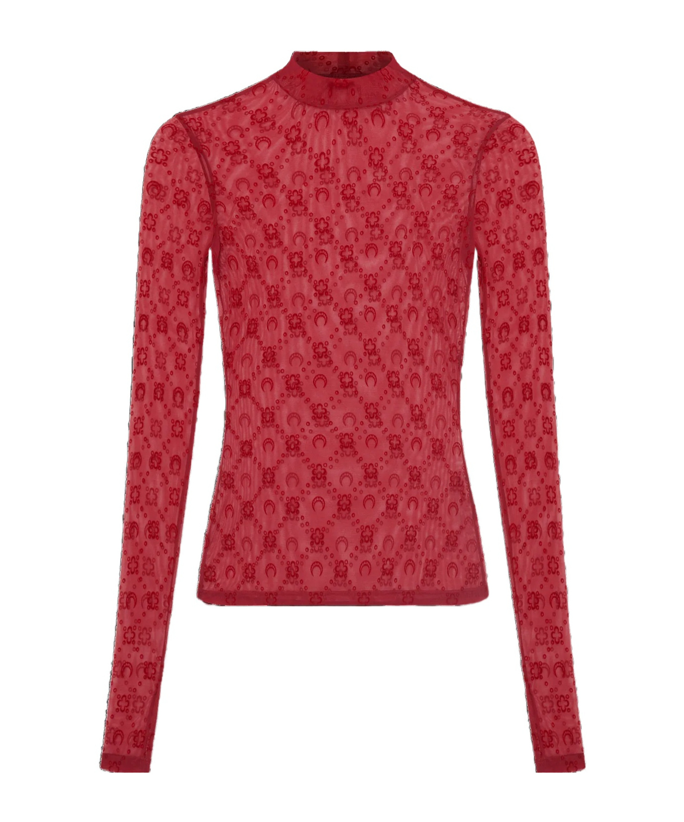 Marine Serre High-neck Long-sleeved T-shirt In Red