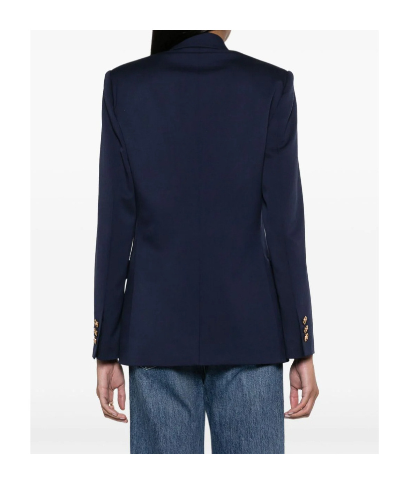 Versace Blue Double-breasted Jacket With Medusa Buttons In Black