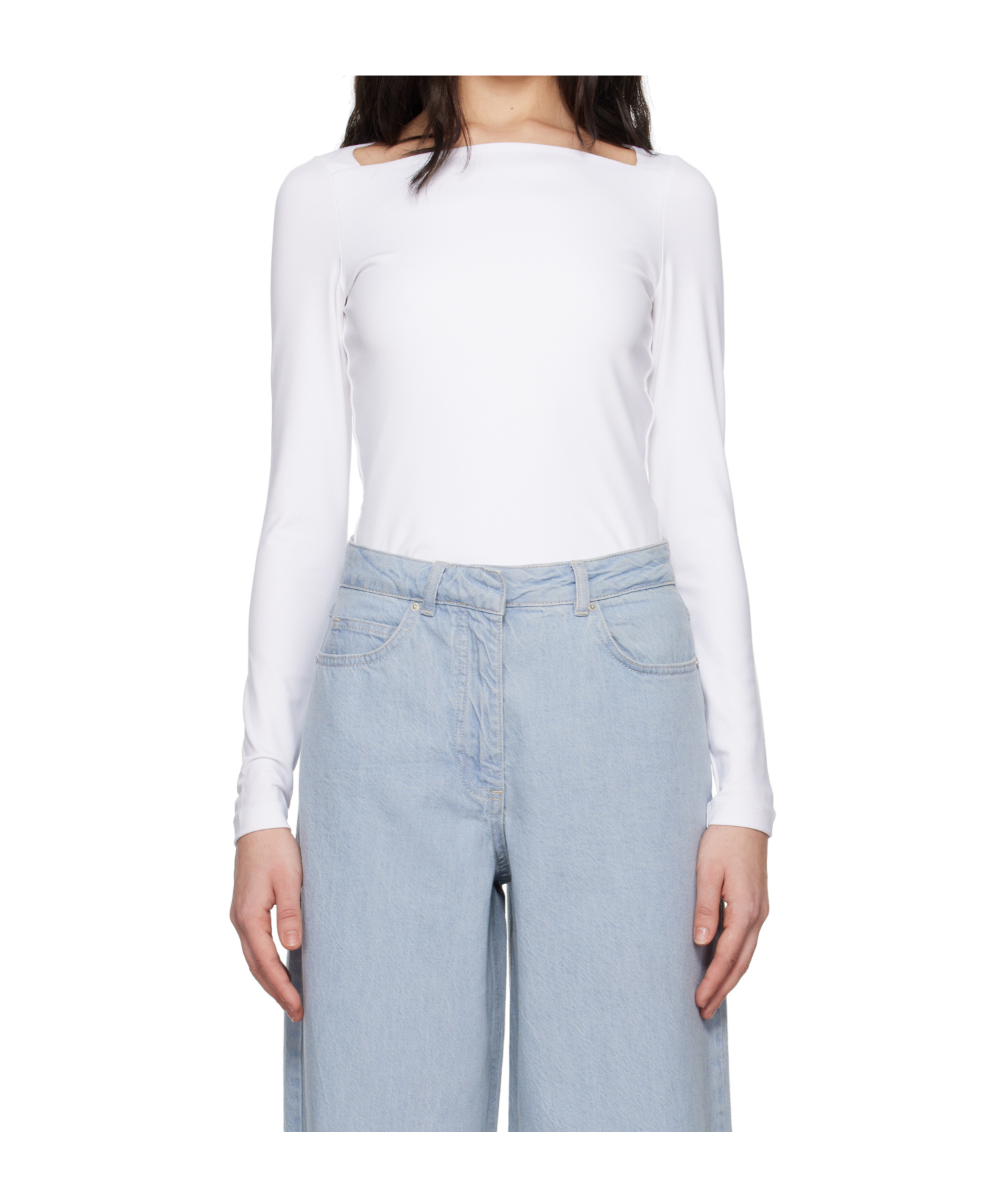 Remain Birger Christensen White Long Sleeve Jersey Top In Black