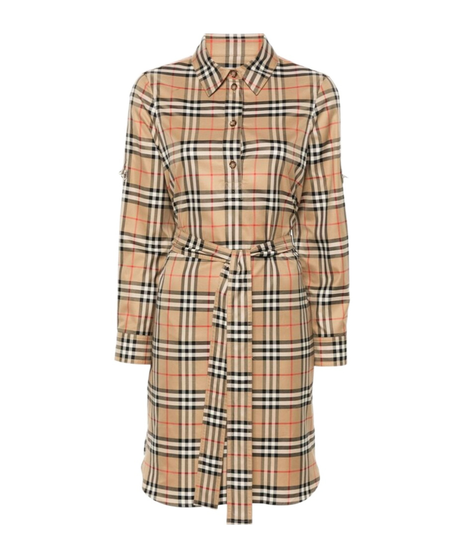 Shop Burberry Vintage Check-pattern Shirt Dress In Nude