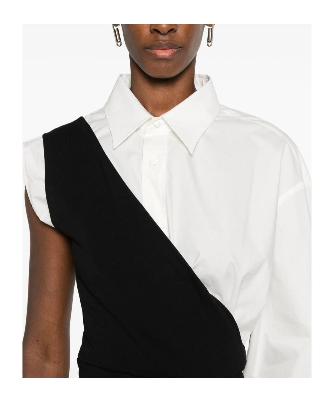 Mm6 Maison Margiela Combo One-sleeve Maxi Dress In Black