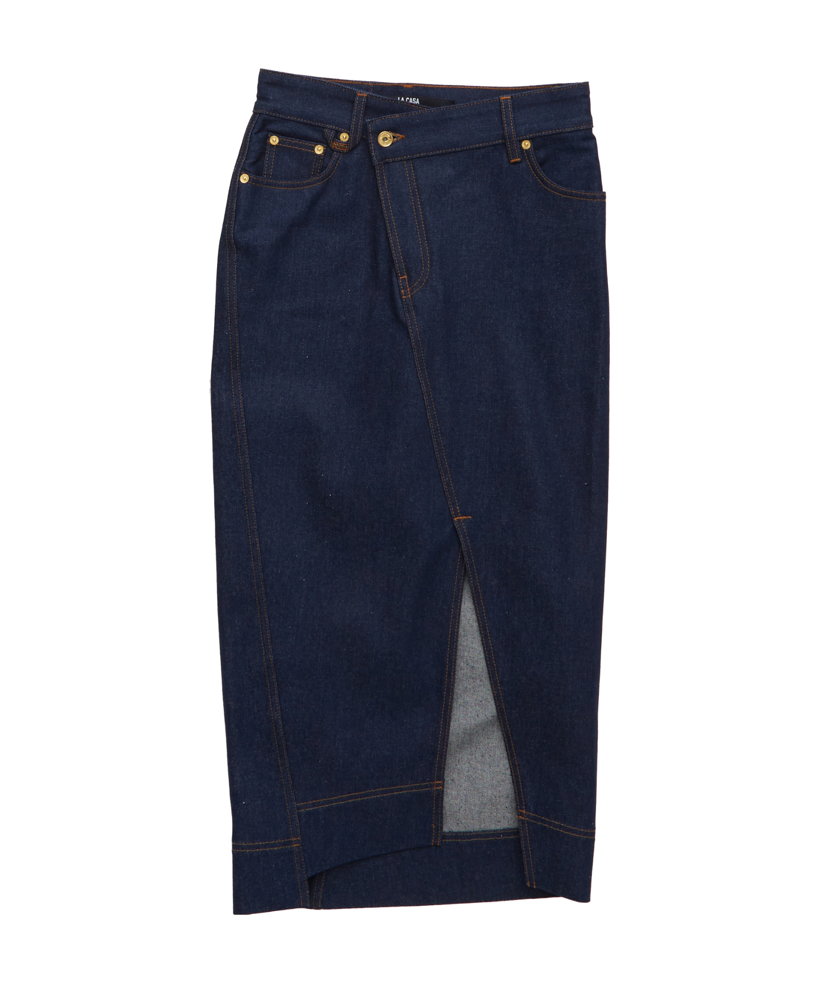 Jacquemus Overlapping Denim Skirt In Blue