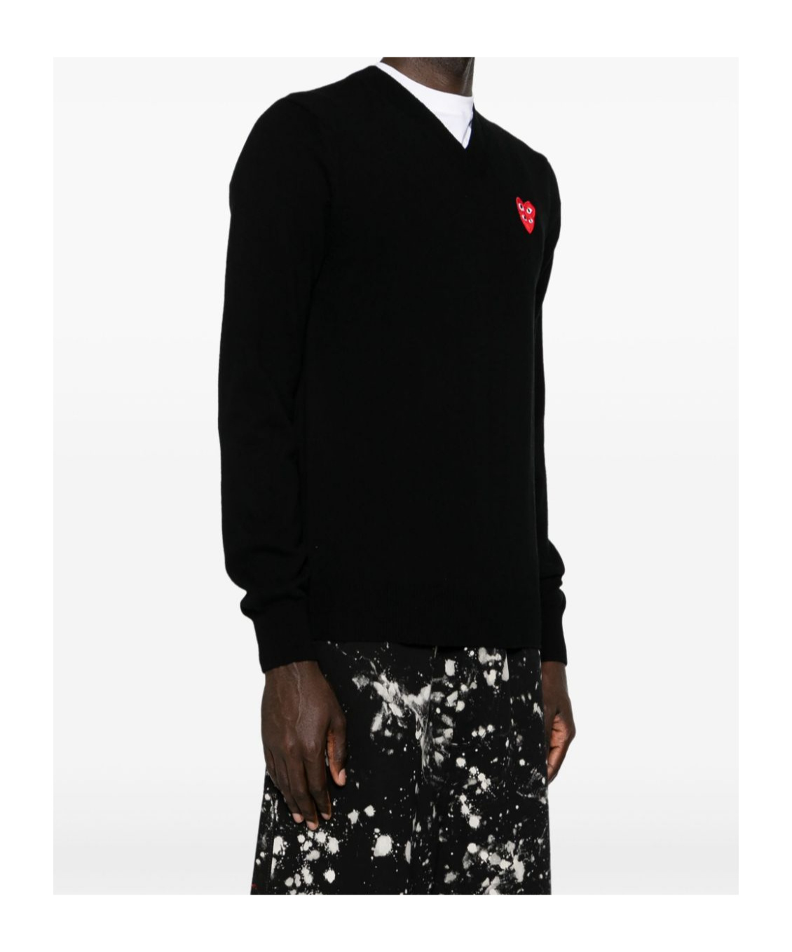Comme Des Garçons Play Overlapping Heart Long Sleeve T-shirt In Black