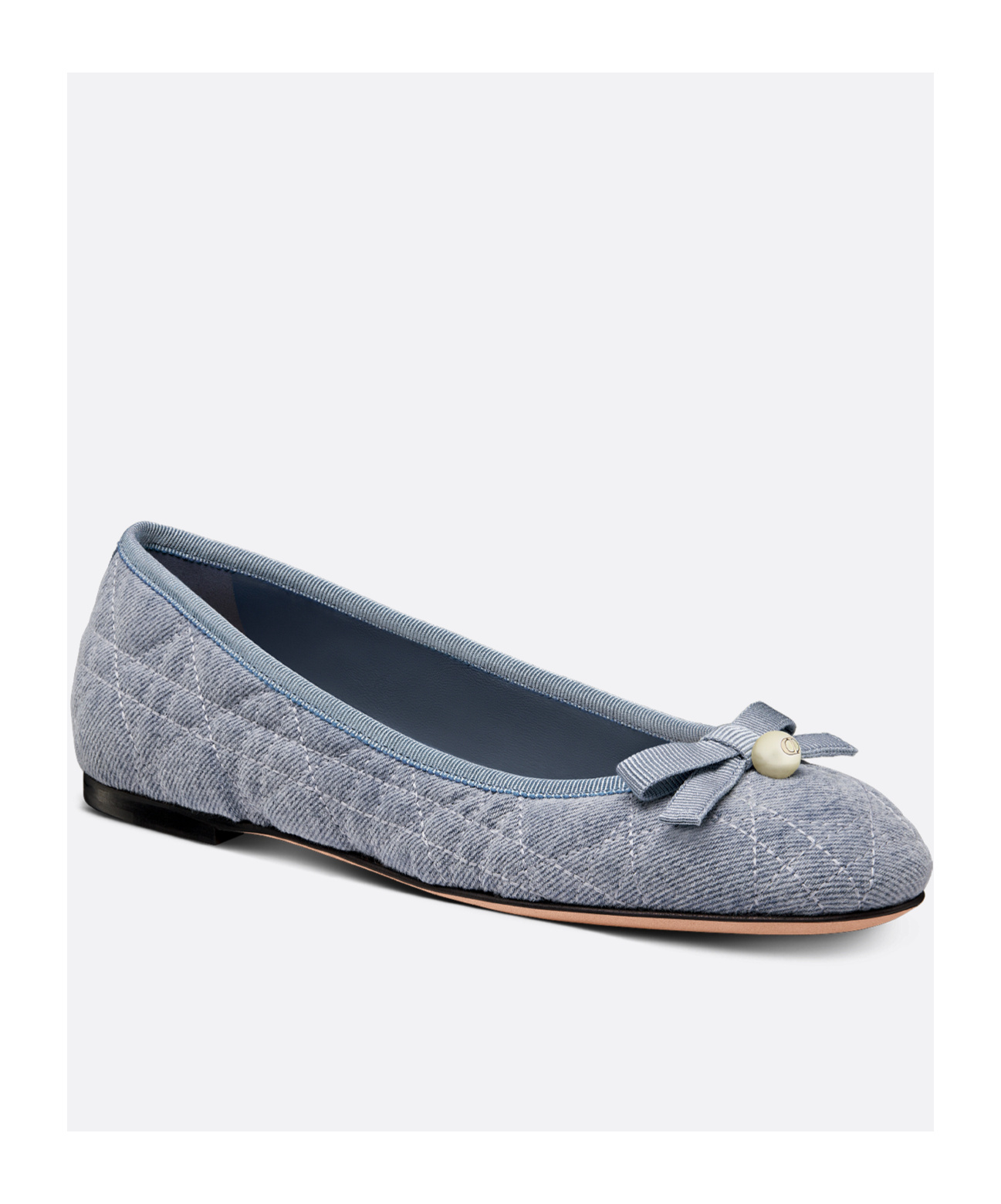 Dior Rattan Check Ballet Shoes In Gray