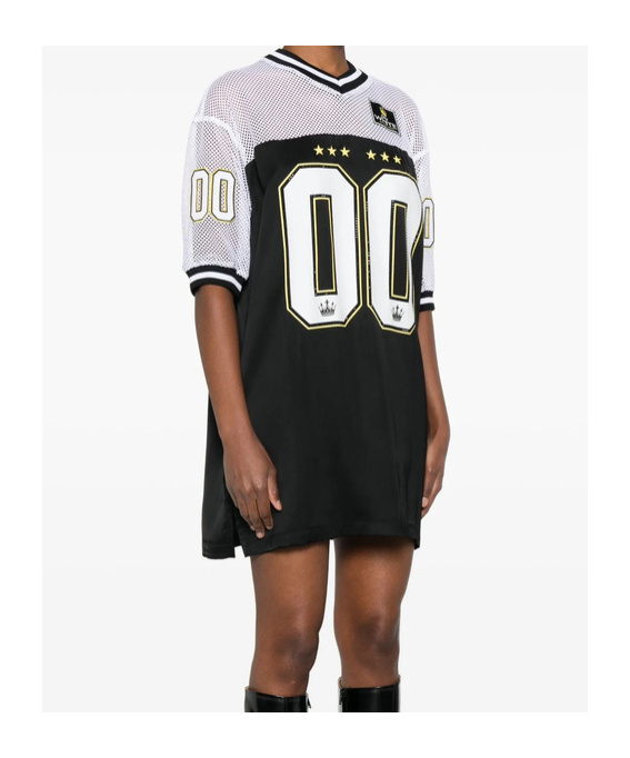 Off-white Mesh-panel Number-print Dress In Black