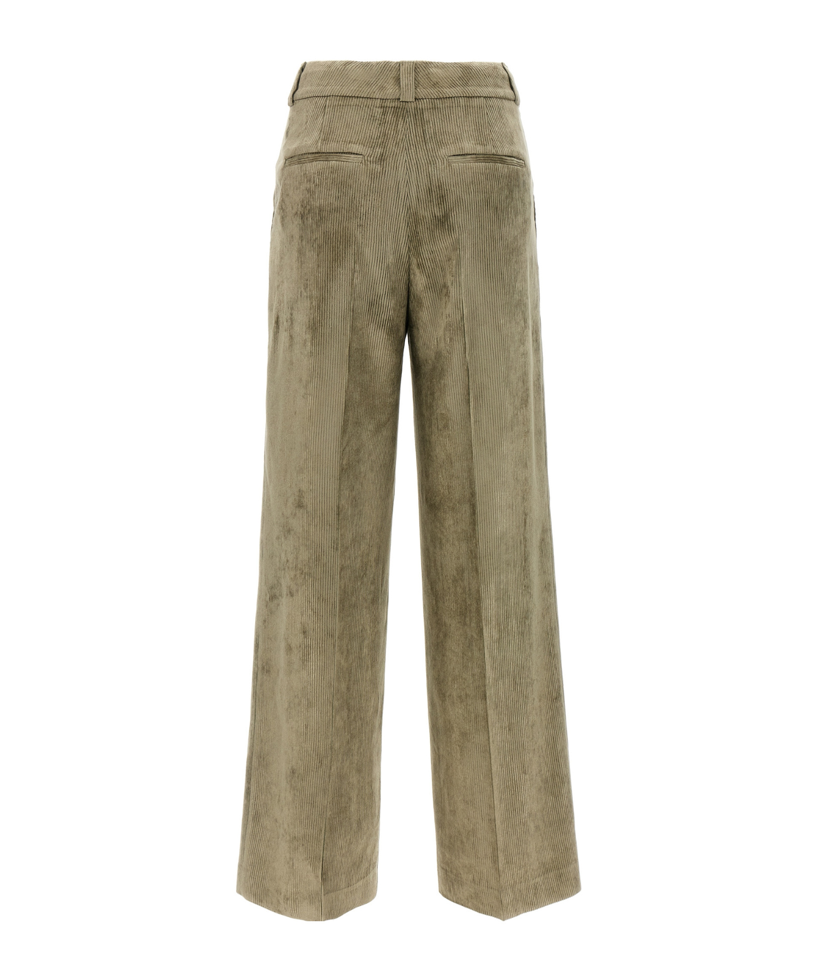 Peserico Wide Leg Corduroy Trousers With Belt Loops In Green
