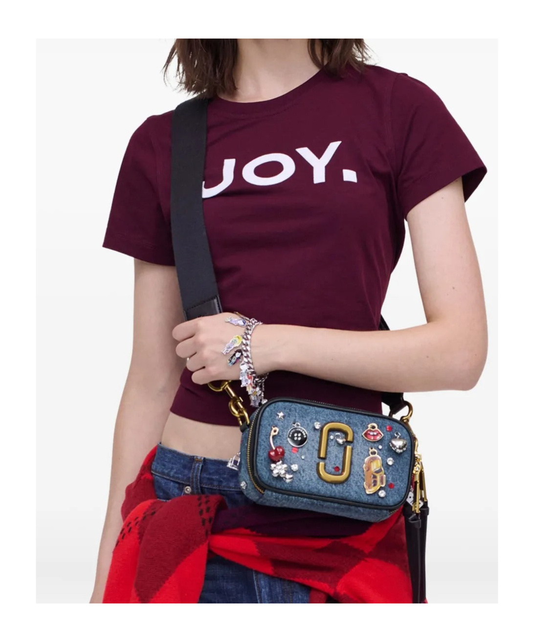 Marc Jacobs The Trinket Charm Denim Snapshot In Black