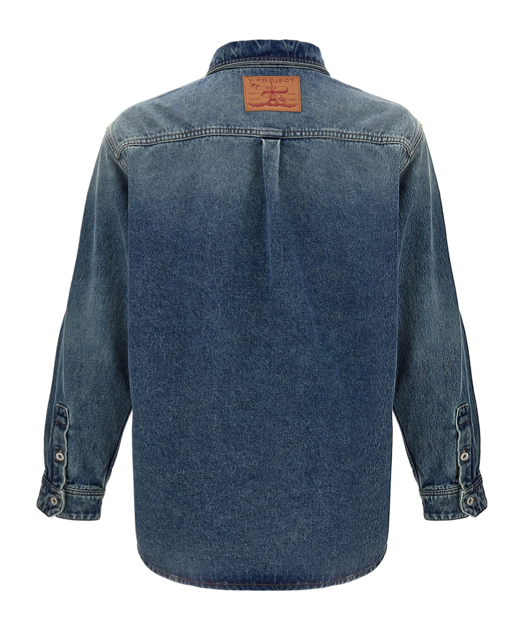 Y/project 'parisian Patchwork Distressed Embroidered Shirt' In Blue