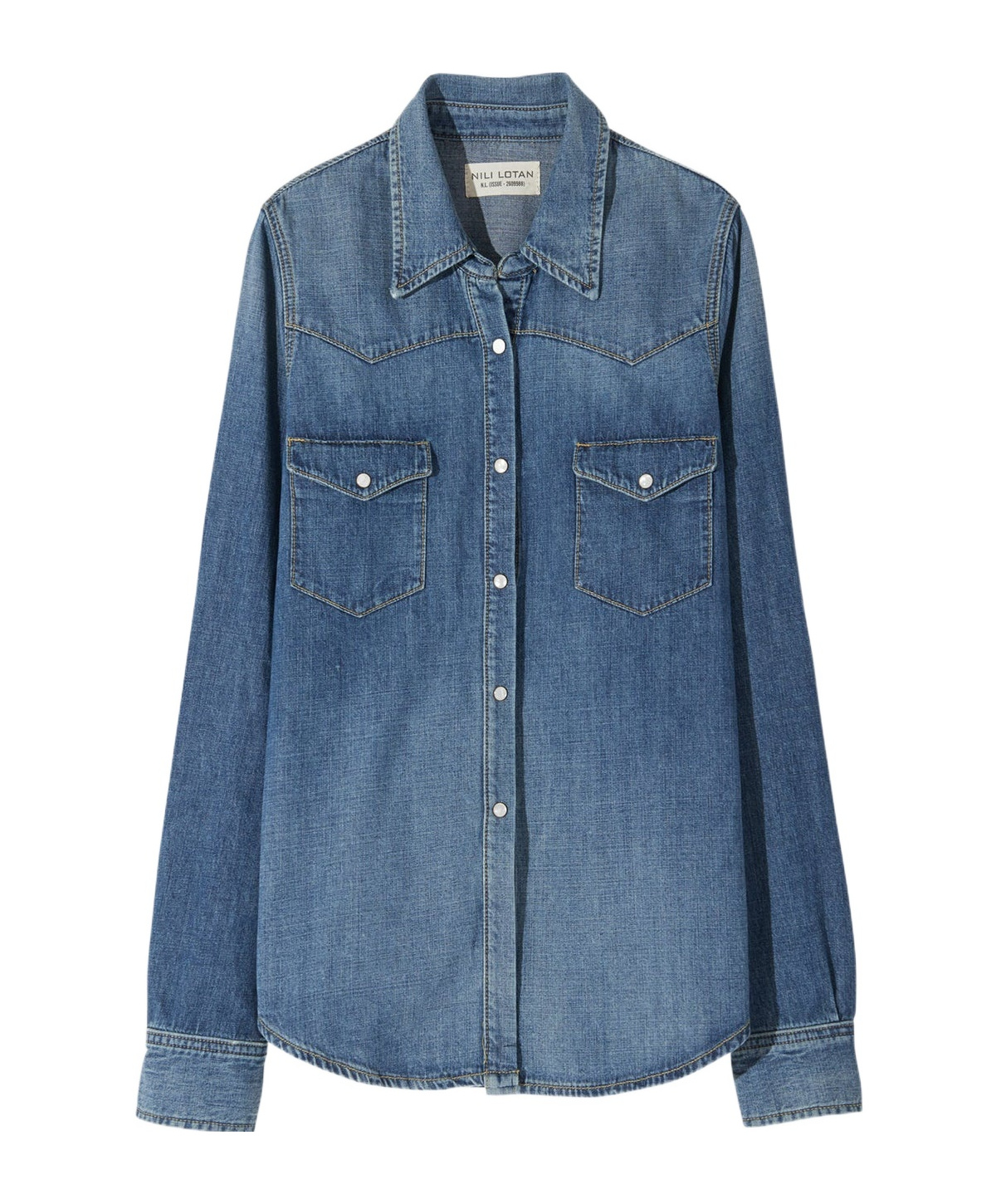 Nili Lotan Travis Cotton Chambray Shirt In Blue