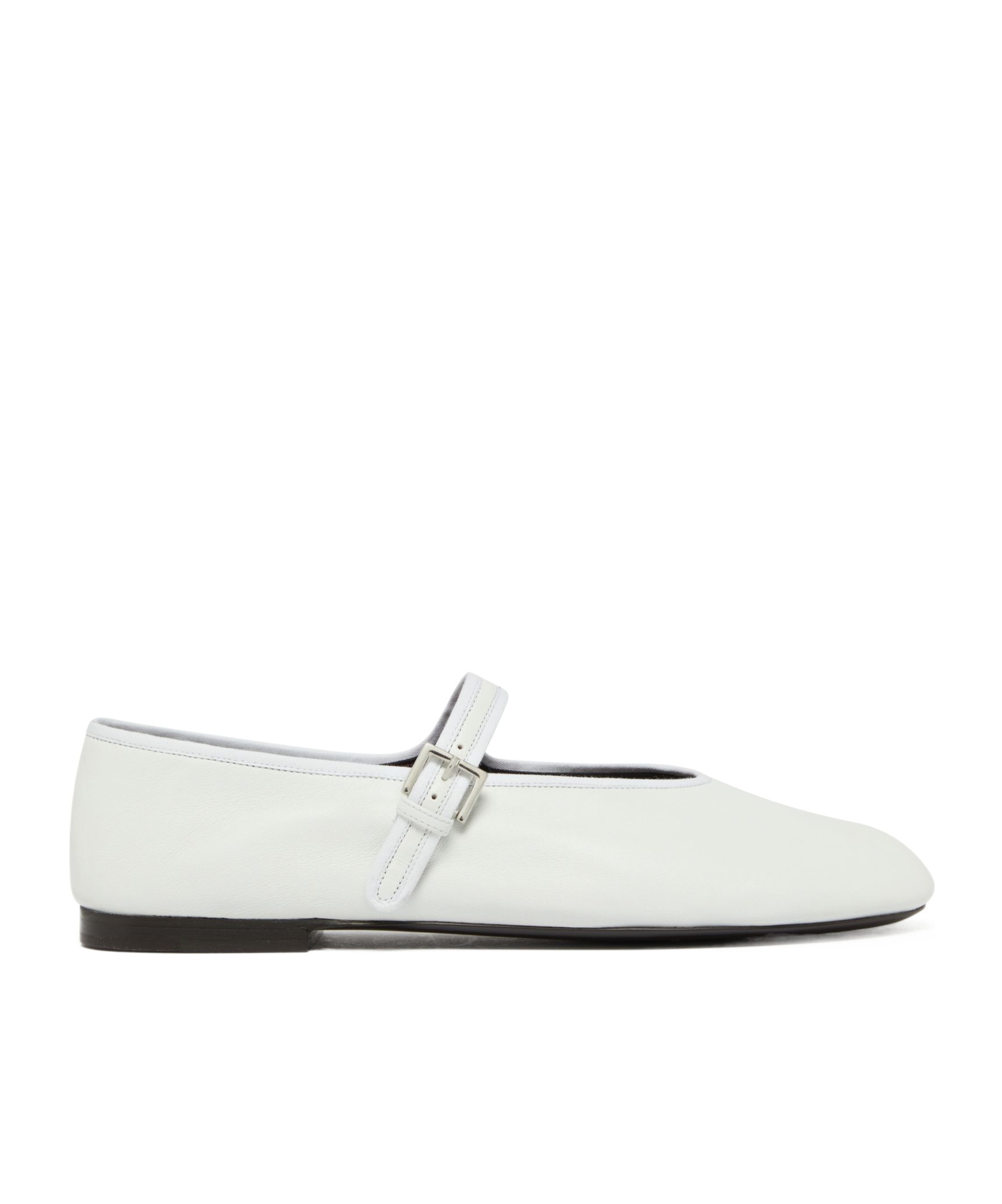 The Row Boheme Leather Mary Jane Ballerina Flats In White