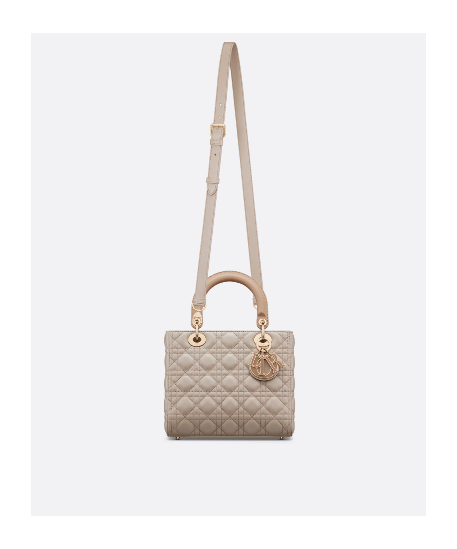 Dior Medium Lady Handbag In Biscuit Color/beige Brown
