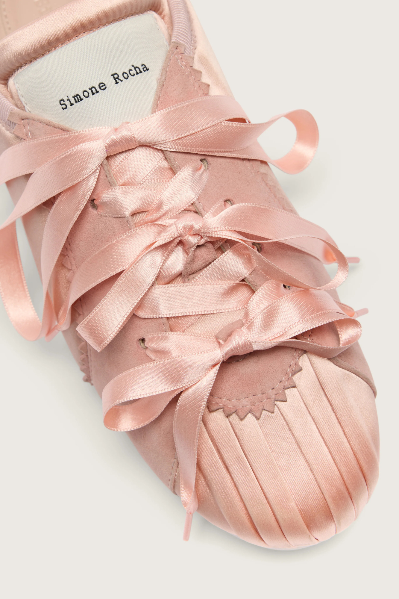 Simone Rocha Ballerina Grip Satin And Suede Sneakers In Brown