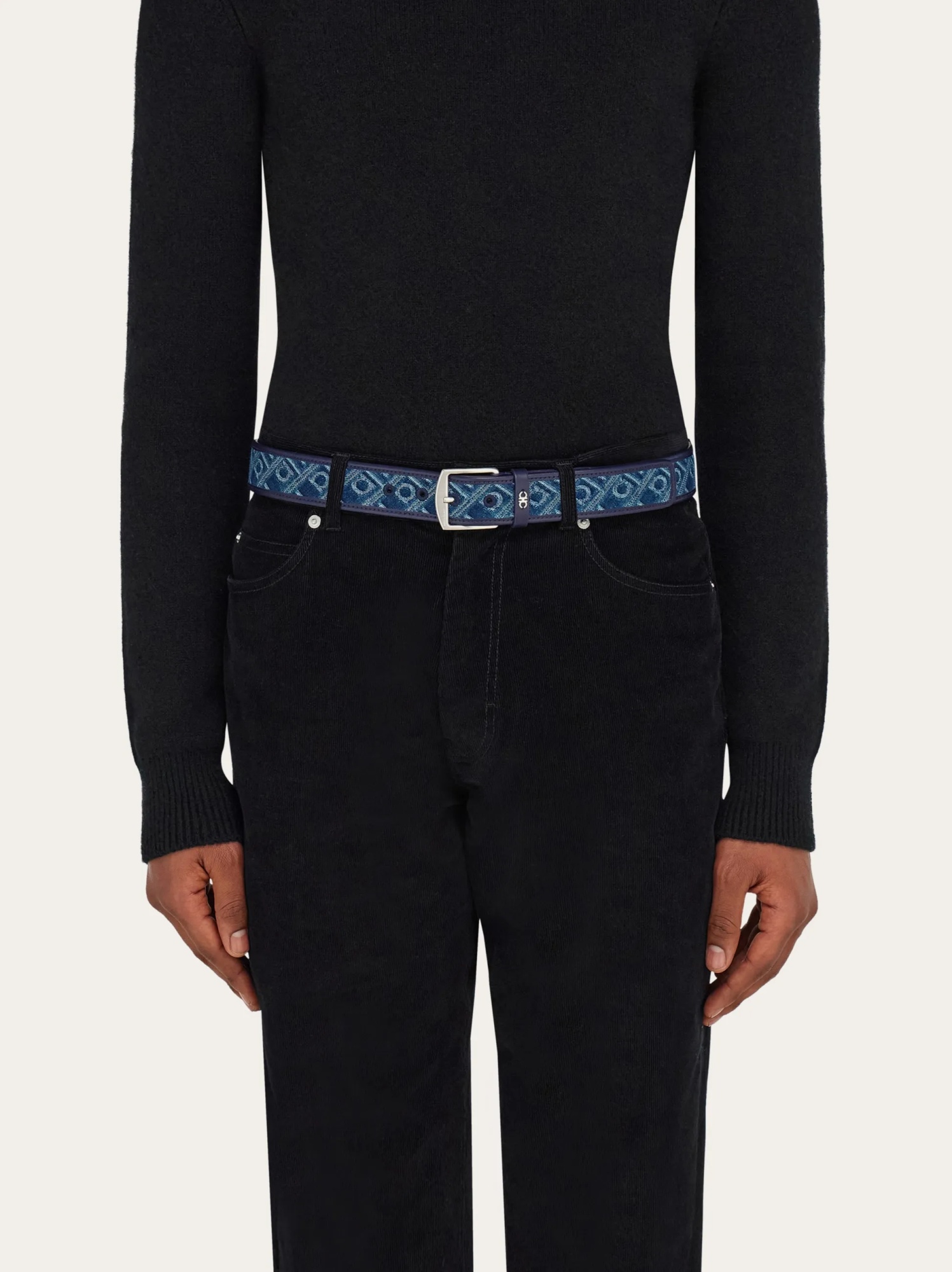 Ferragamo Lettering Belt In Blue