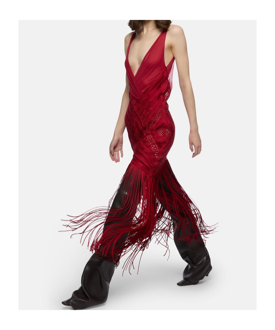 Attico Red Midi Dress In Red