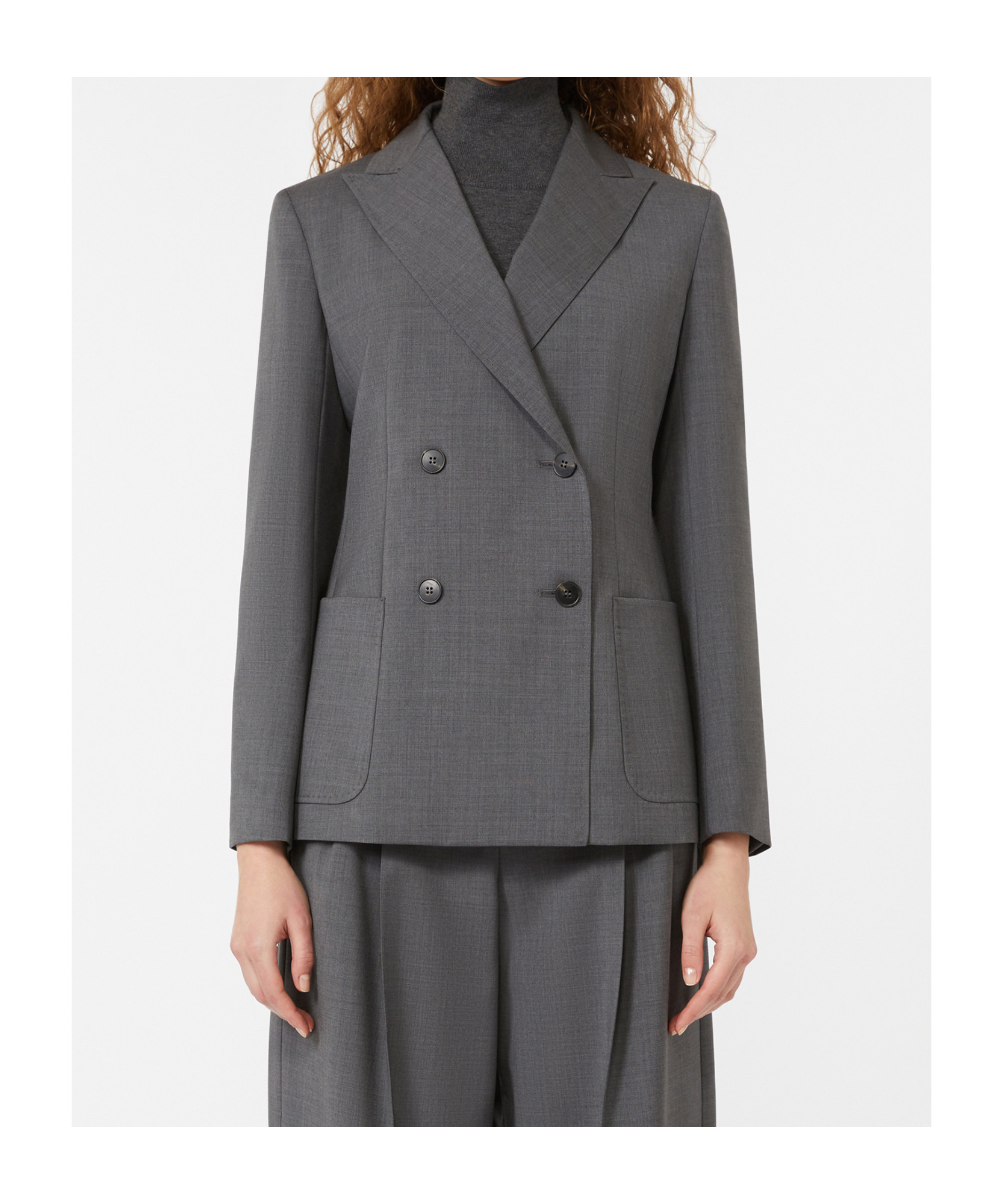Weekend Max Mara Wool Double-breasted Blazer In Gray