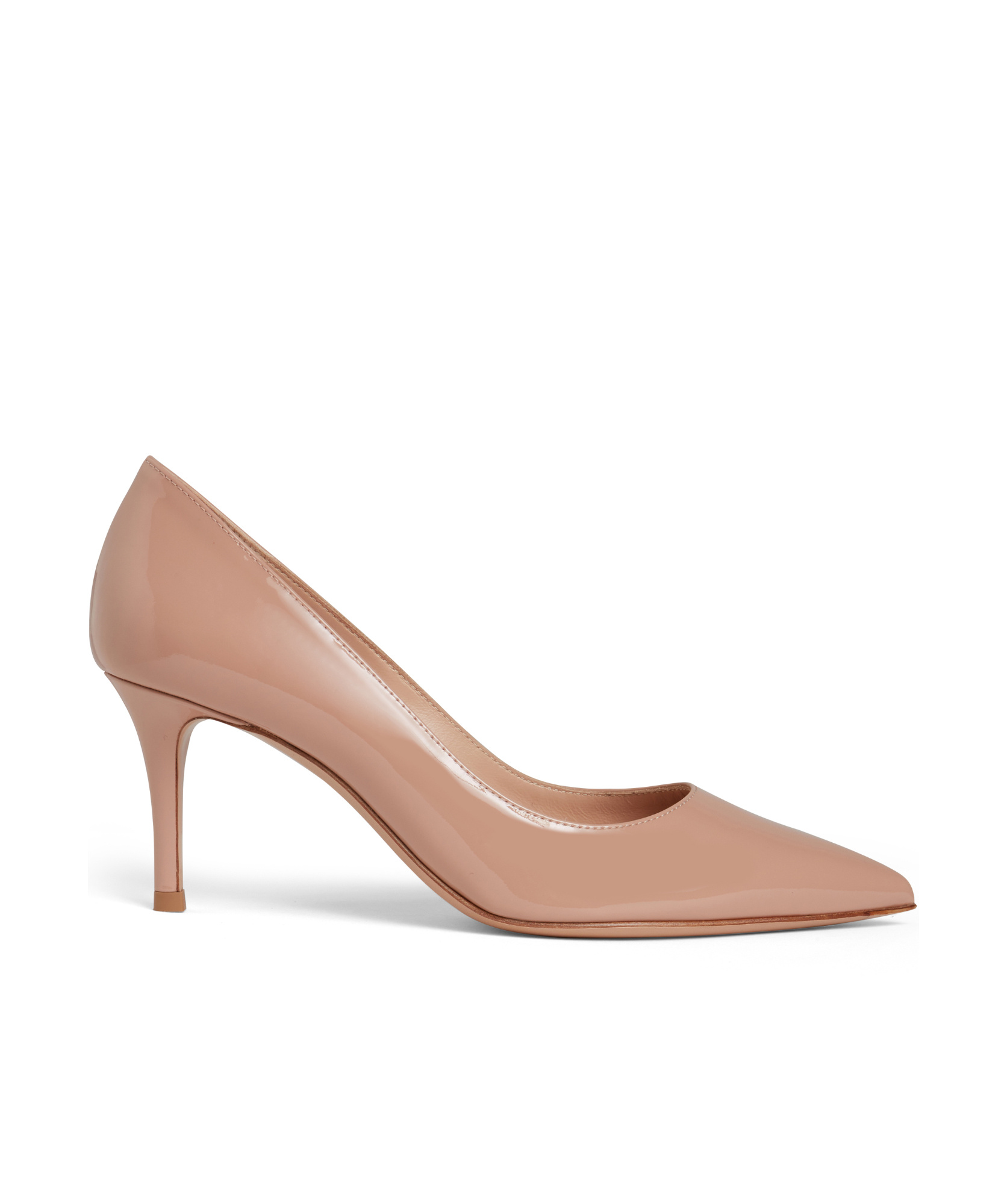 Gianvito Rossi Polished-finish Pointed-toe Pumps In Nude