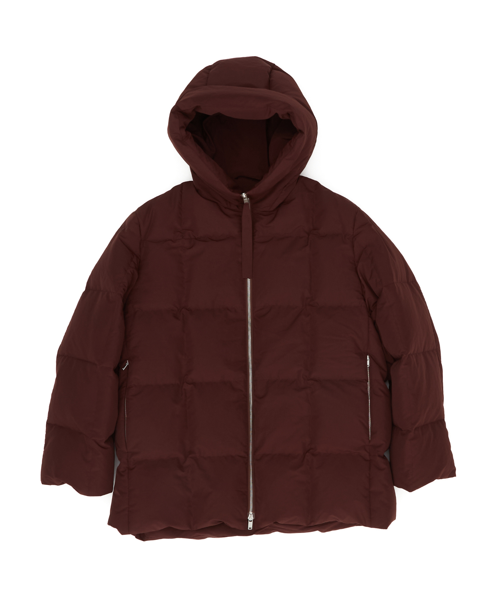 Jil Sander Zip-up Hooded Down Coat In Brown