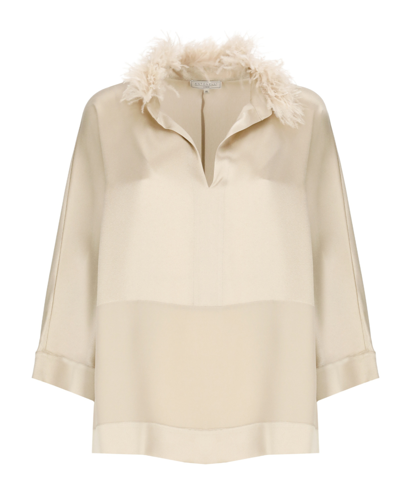 Antonelli V Neck Long Sleeve Blouse In Neutral