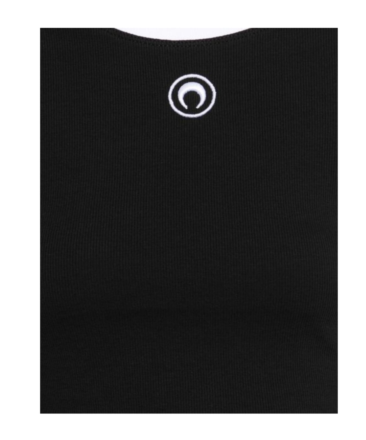 Marine Serre Ribbed Jersey Cropped Top Featuring Moon Logo In Black