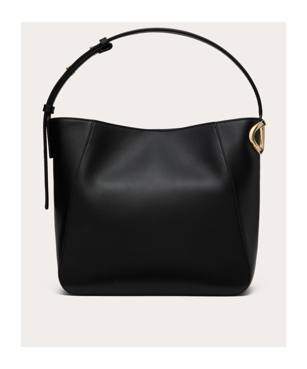 Valentino Vlogo Side Leather Bucket Bag In Black