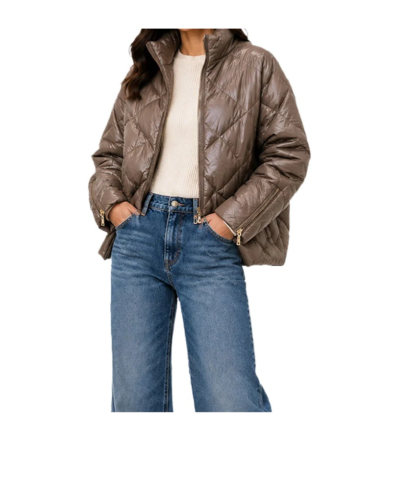Twinset Quilted Puffer Coat In Beige