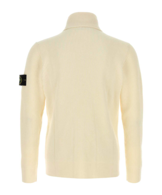 Stone Island Ivory Wool Sweater In Yellow