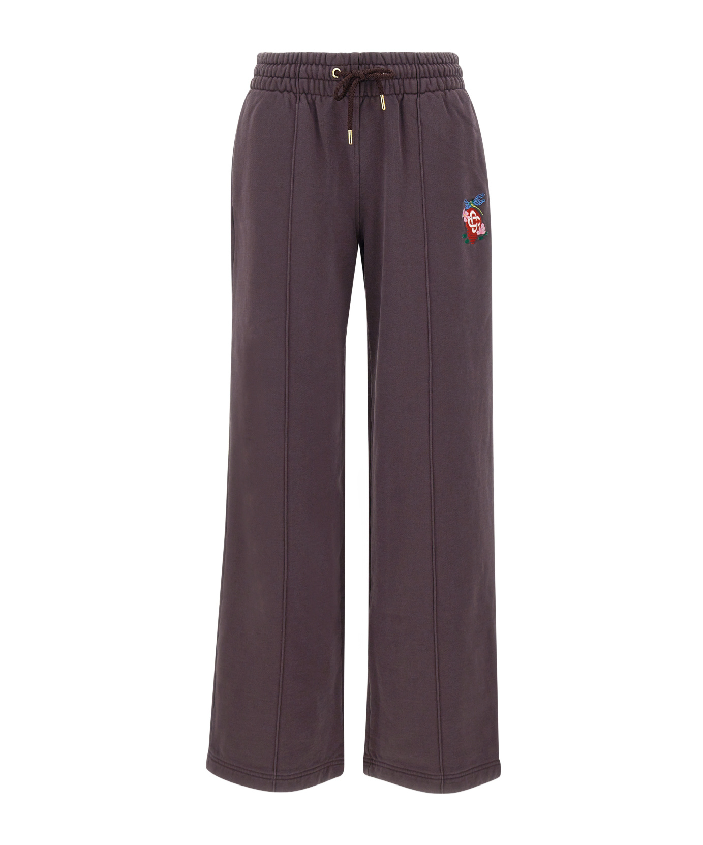 Casablanca Dragonfly Floral Embroidery Jogging Pants In Burgundy