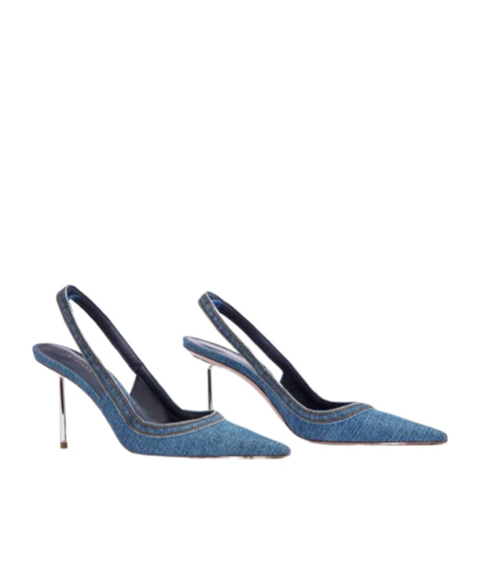 Le Silla Bella Slingback Pumps With Metallic Stiletto Heel In Blue